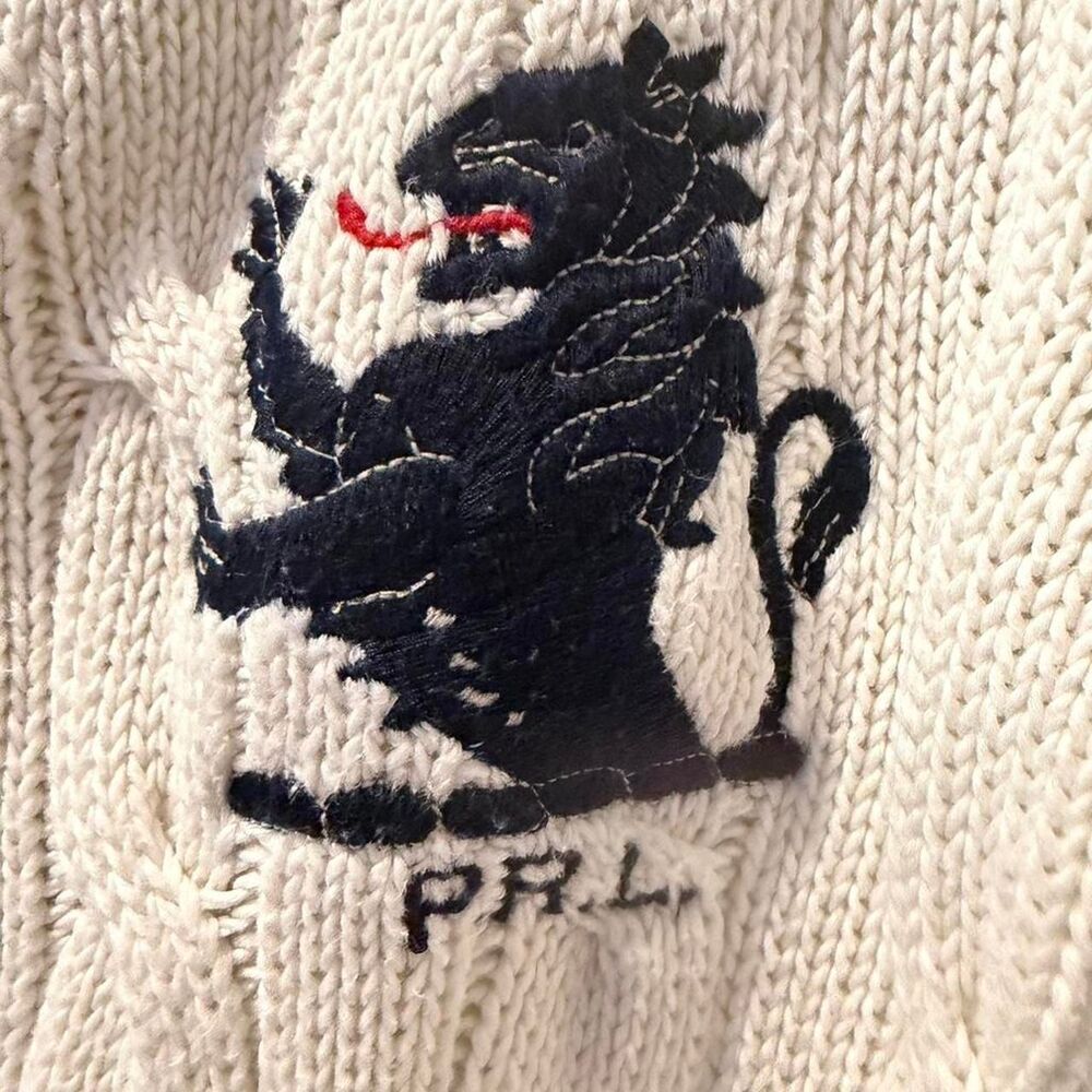 Polo Ralph Lauren Cable Knit Cricket Cardigan - Cream - Size Large - Picture 7 of 8